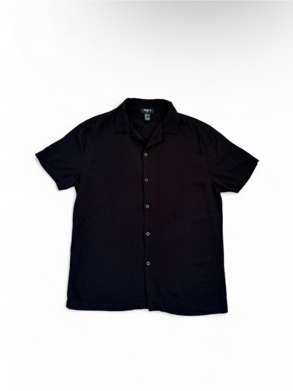 Forever 21 Black Short-Sleeve Button Down Shirt